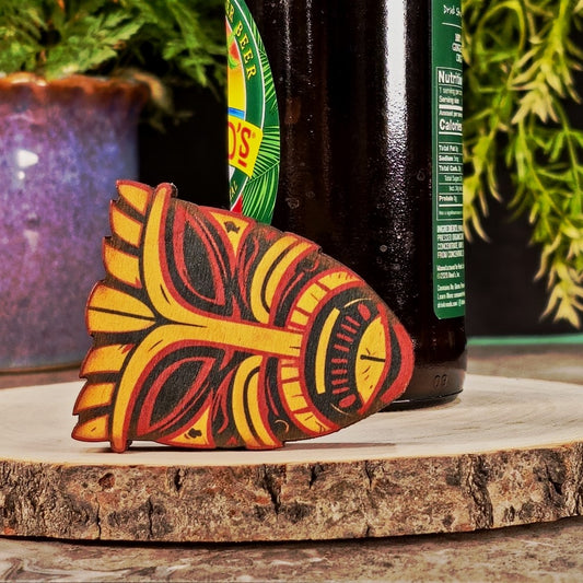 Tiki Mask Bottle Opener for Tiki Bar Decor, Barware for Him, Groomsman Gift, Mid Century Modern House Warming Gift