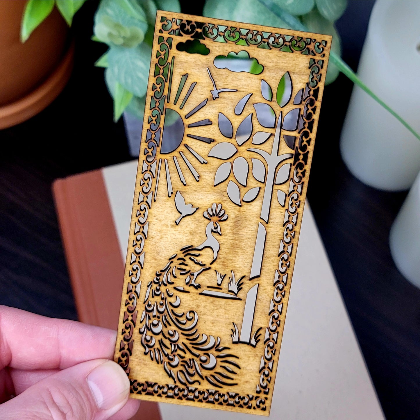 Peacock Wooden Bookmark