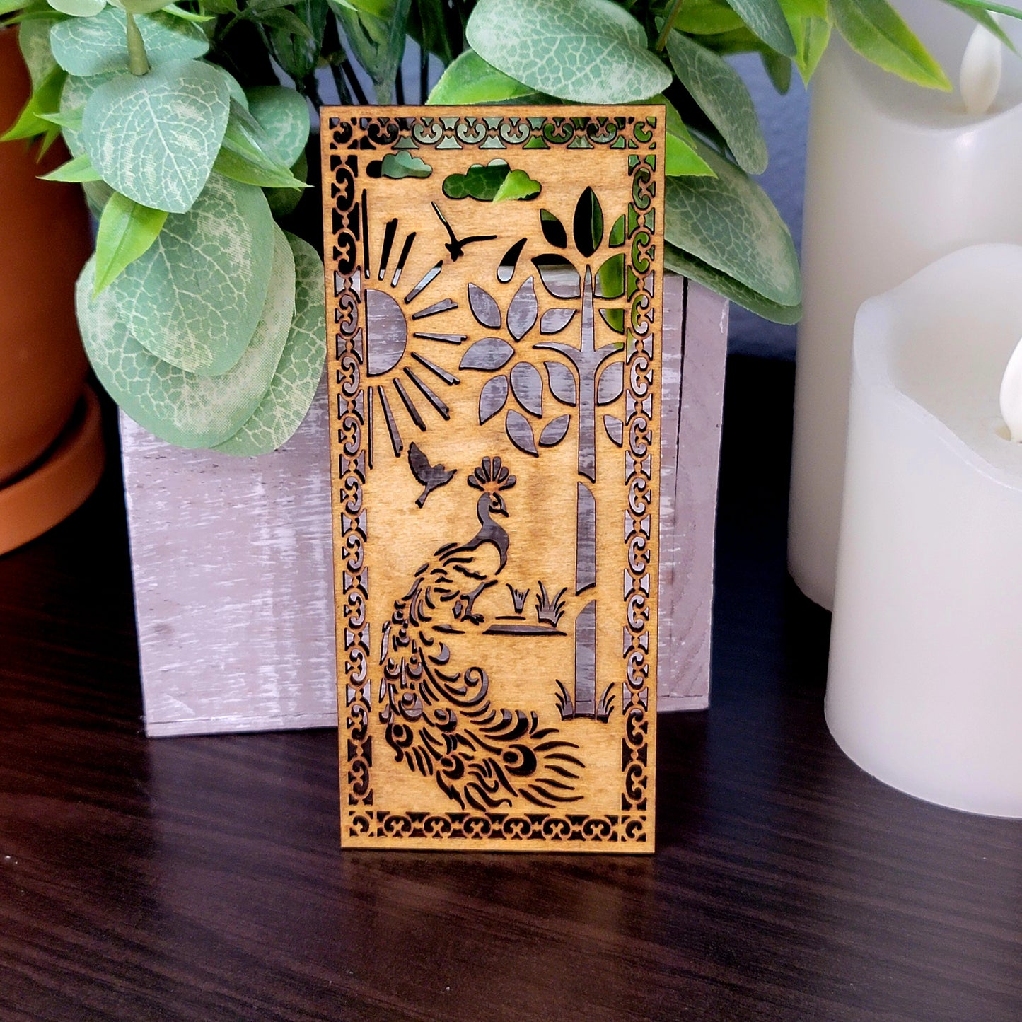 Peacock Wooden Bookmark