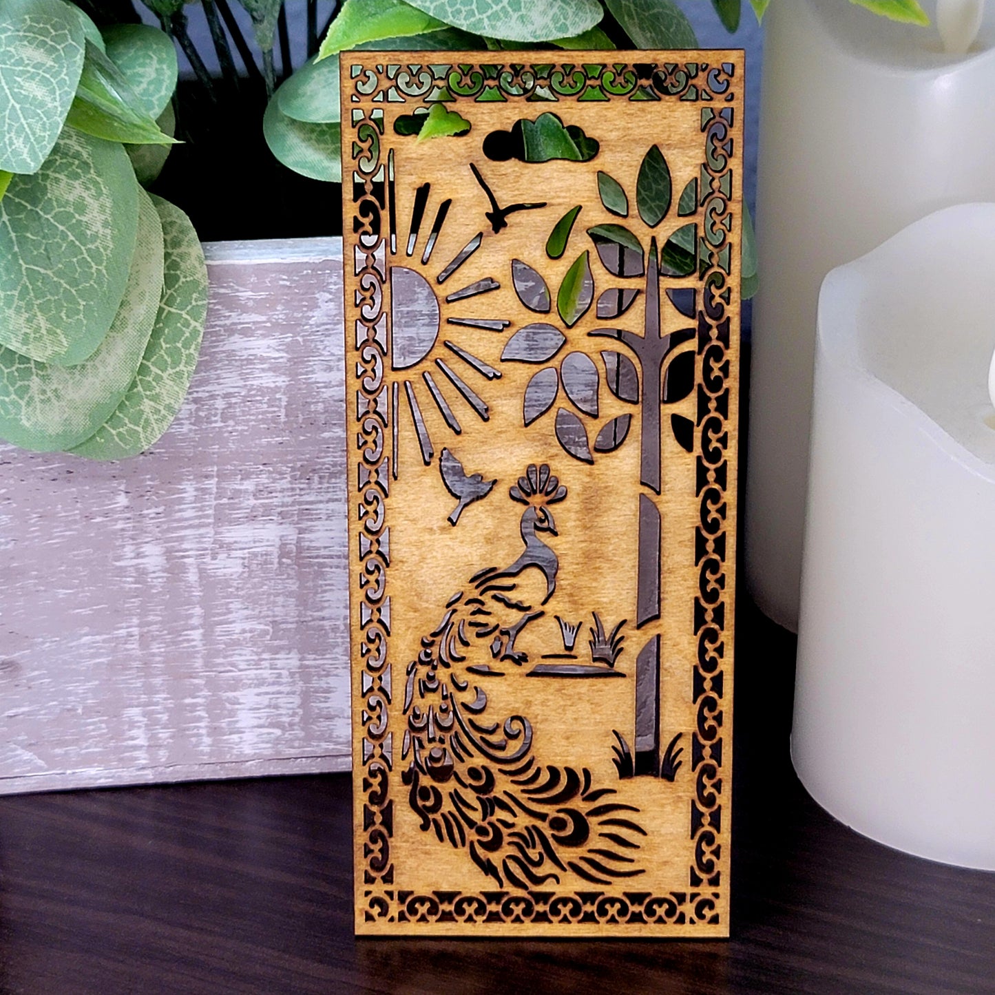 Peacock Wooden Bookmark